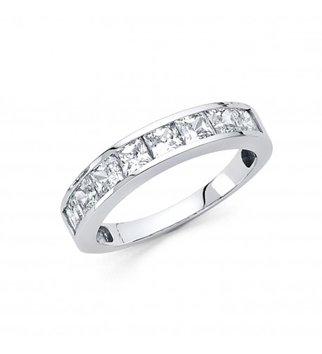 Wellingsale Ladies 925 Sterling Silver Polished Rhodium Wedding Engagement Ring 