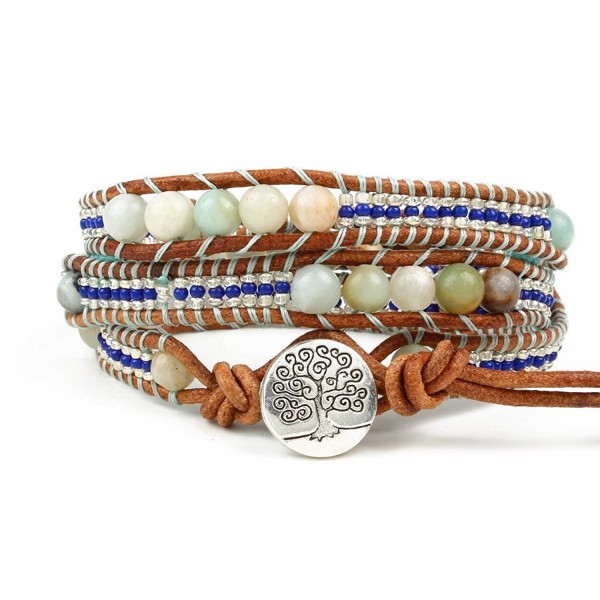 Bonnie Leather Bracelet Meditation Amazonite