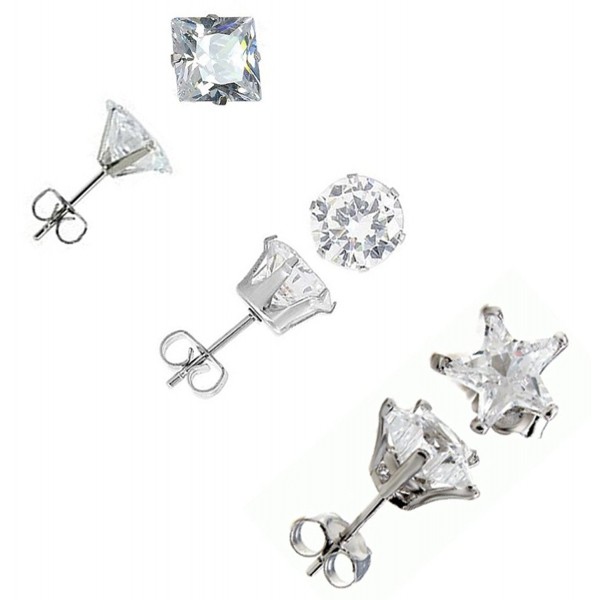 Stainless Steel Zirconia Earring SQUARE