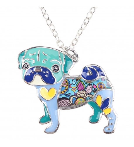 Bonsny Enamel Necklace Bulldog pendant