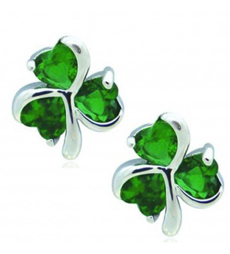 Silver Plated Shamrock Earrings Zirconia