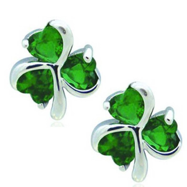 Silver Plated Shamrock Earrings Zirconia