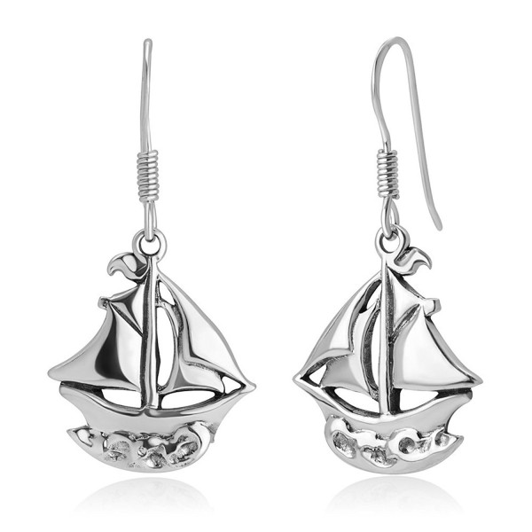 Oxidized Sterling Nautical Sailboat Earrings