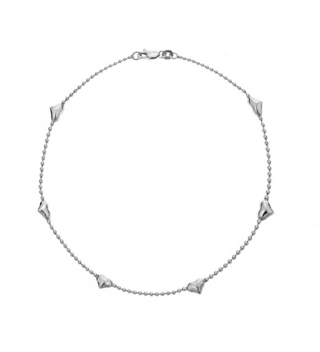 Sterling Silver Station Beaded Anklet