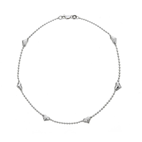 Sterling Silver Station Beaded Anklet