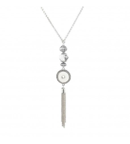 Long Snap Charm Tassel Necklace