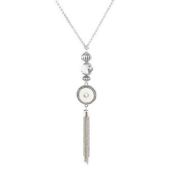 Long Snap Charm Tassel Necklace