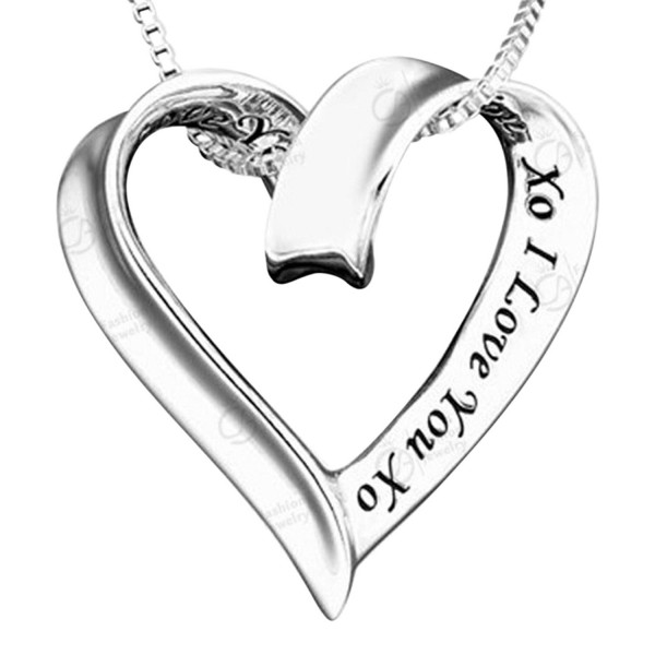 Silver Floating Heart Pendant Necklace
