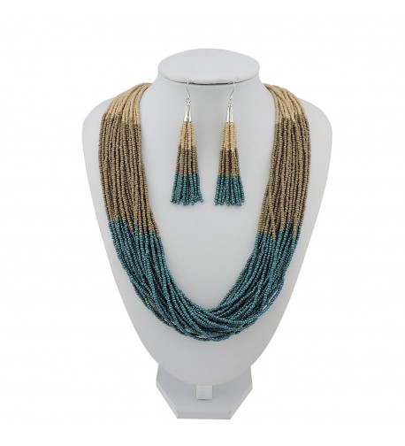 Beaded Statement Necklace earrings NK 10459 Macabamia