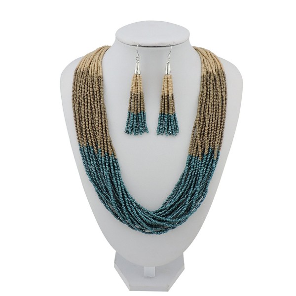 Beaded Statement Necklace earrings NK 10459 Macabamia
