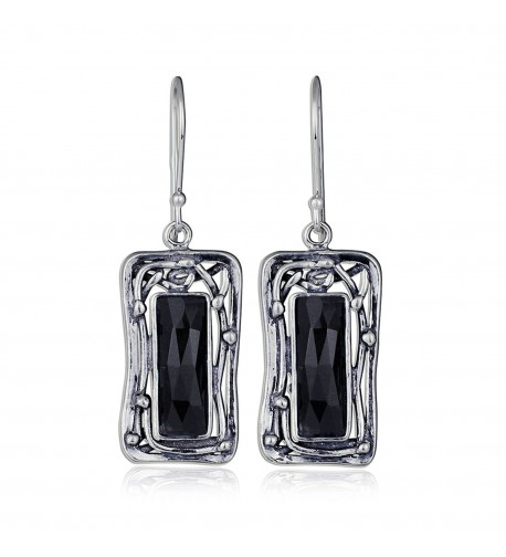 Rectangle Sterling Faceted Gemstone Earrings