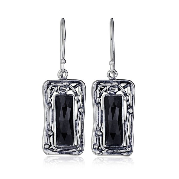 Rectangle Sterling Faceted Gemstone Earrings