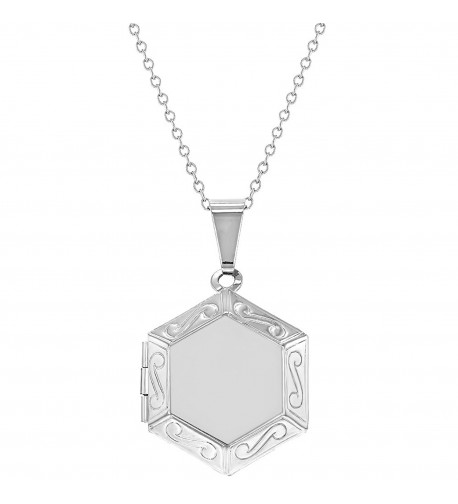 Silver Hexagonal Locket Pendant Necklace