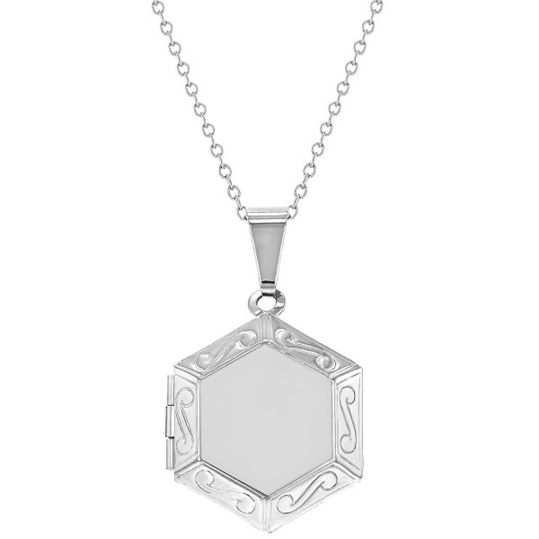 Silver Hexagonal Locket Pendant Necklace