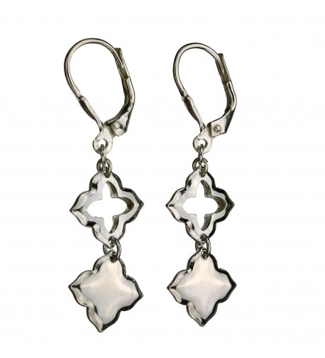 Sterling Silver Clover Leverback Earrings