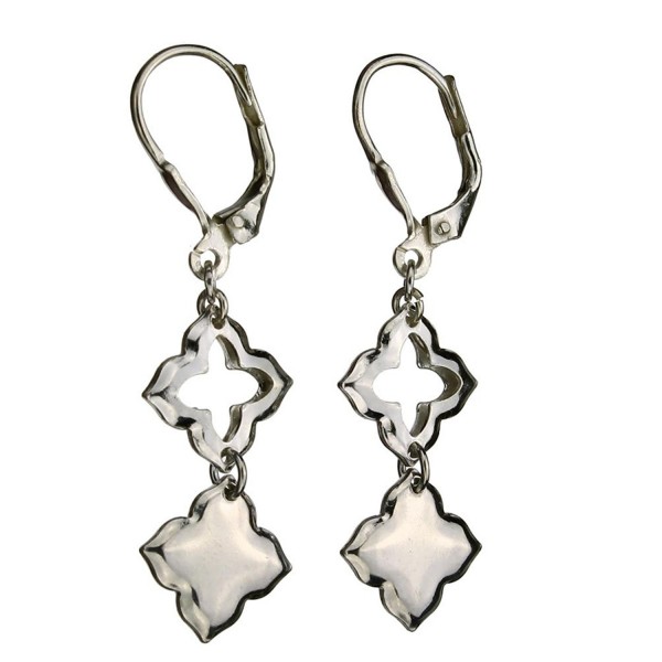 Sterling Silver Clover Leverback Earrings