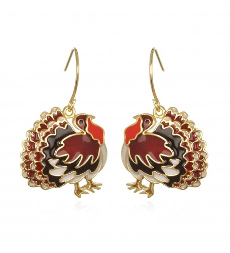 Plate Brass Enamel Turkey Earring