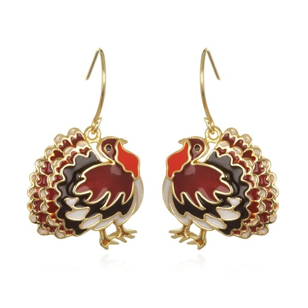 Plate Brass Enamel Turkey Earring