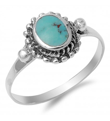 Womens Simulated Turquoise Sterling Silver