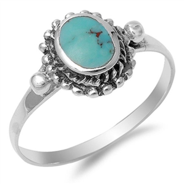 Womens Simulated Turquoise Sterling Silver