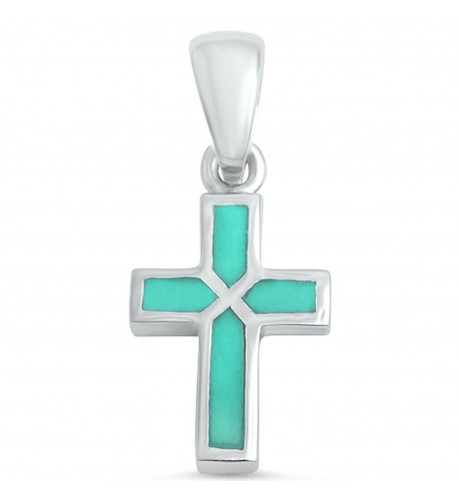 Turquoise Cross Sterling Silver Pendant