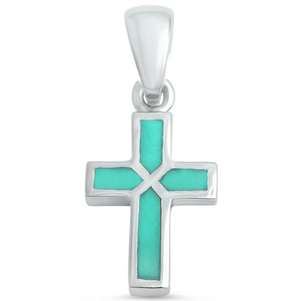 Turquoise Cross Sterling Silver Pendant