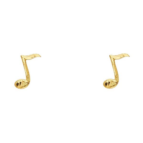 Yellow Gold Music Note Earrings