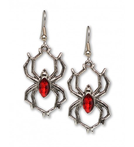 Gothic Spider Dangle Earrings Silver