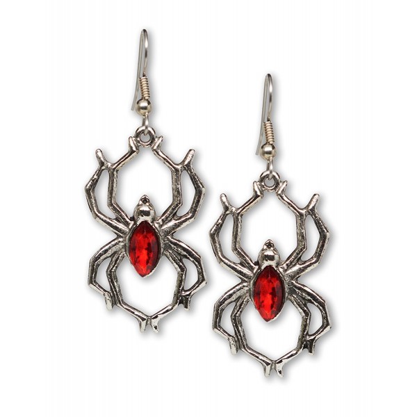 Gothic Spider Dangle Earrings Silver