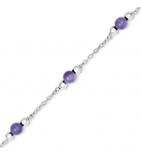 Sterling Silver Polished Lavender Anklet