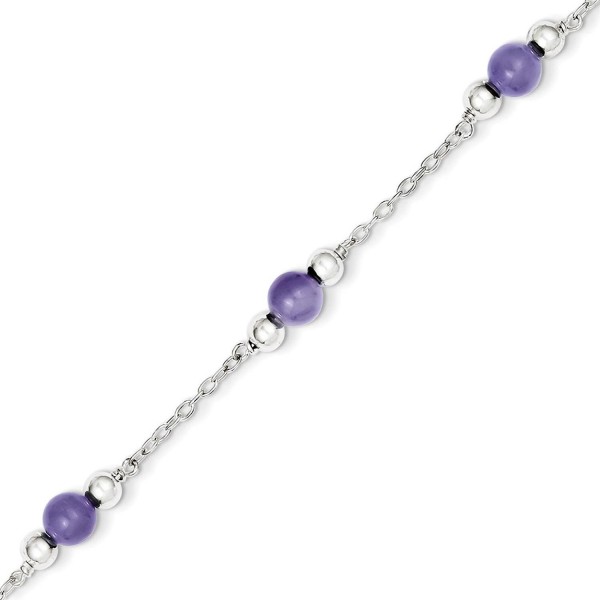 Sterling Silver Polished Lavender Anklet