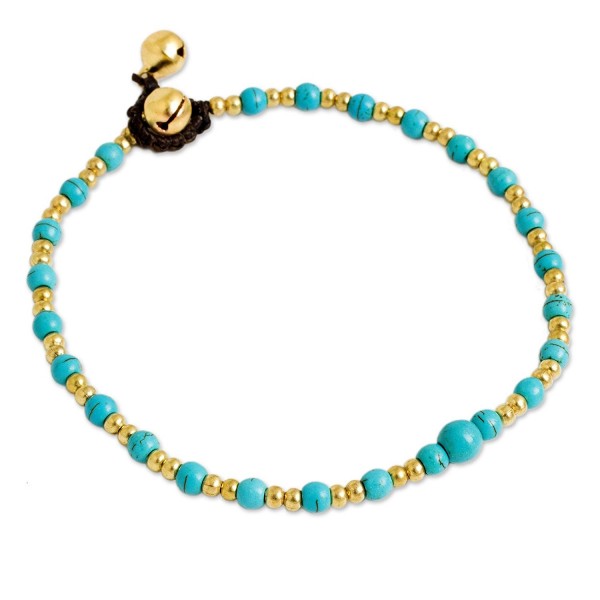 NOVICA Calcite Beaded Anklet Cheerful