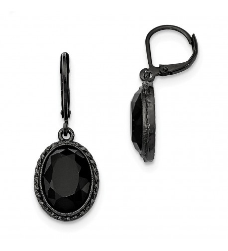 Black plated Faceted Bead Leverback Earrings