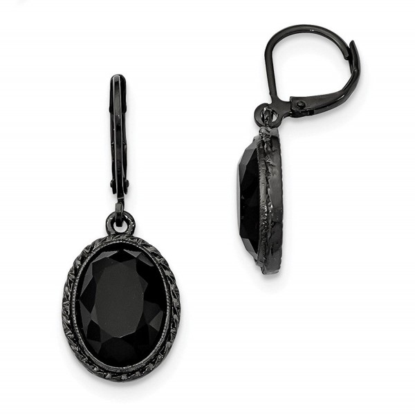 Black plated Faceted Bead Leverback Earrings