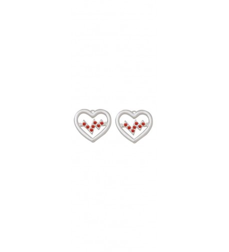 Small Red Crystal Heartbeat Earrings