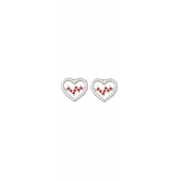 Small Red Crystal Heartbeat Earrings