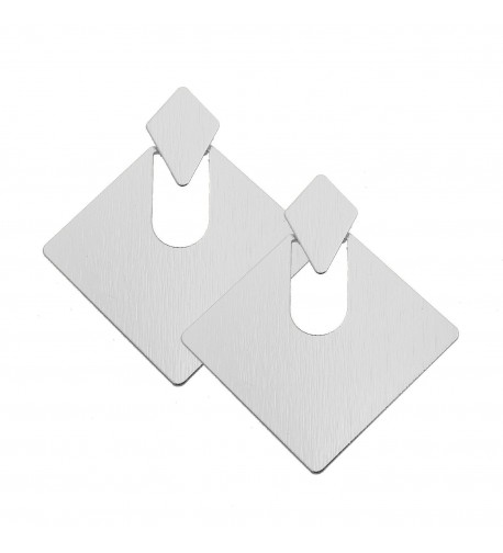 Brushed Modern Double Square Earrings