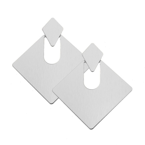 Brushed Modern Double Square Earrings