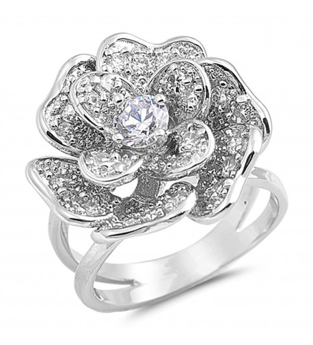 Large Flower Fashion Sterling Silver