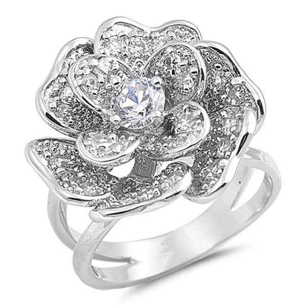 Large Flower Fashion Sterling Silver