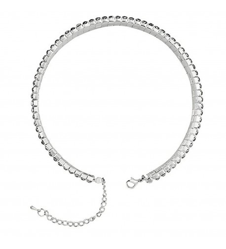 Confidanilin Rhinestone Choker Row Necklace