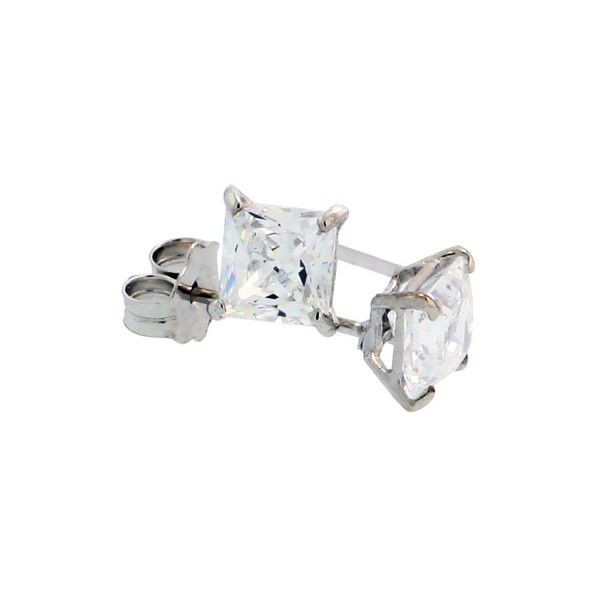 Square Zirconia Earrings Princess Setting