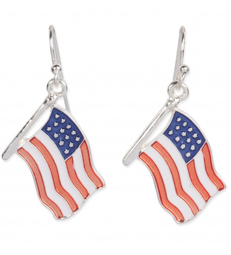 American Patriotic Dangle Earrings Enamel