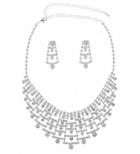 Gorgeous Multitier Rhinestones Necklace Earrings