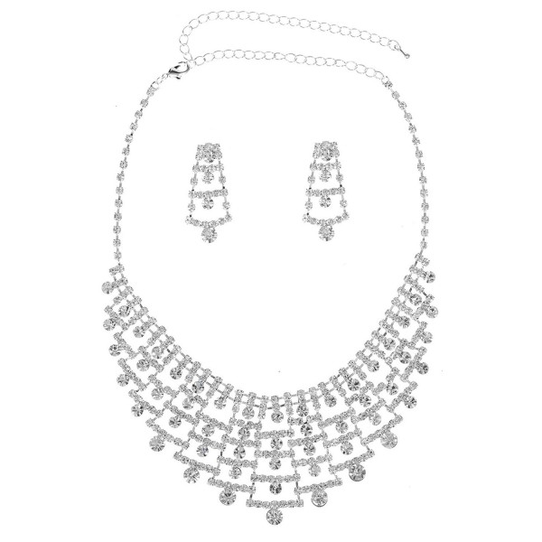 Gorgeous Multitier Rhinestones Necklace Earrings