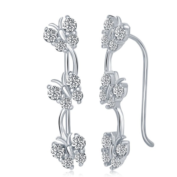 Sterling Zirconia Butterfly Climber Earrings