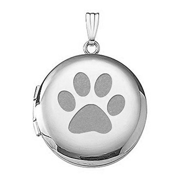 Sterling Silver "Dogs Paw Print" Round Picture Locket - 3/4 in X 3...