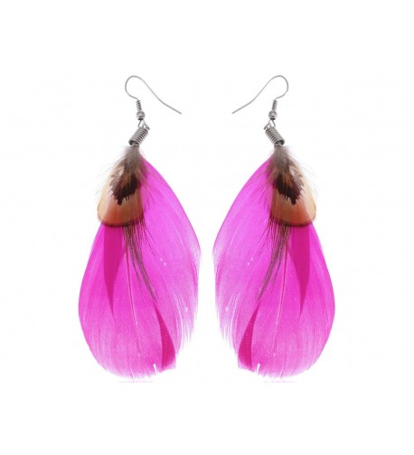 Alilang Brown Feather Dangle Earrings