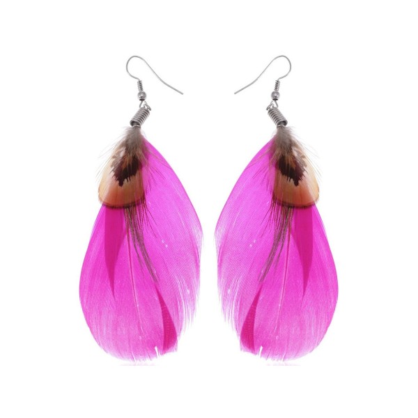 Alilang Brown Feather Dangle Earrings