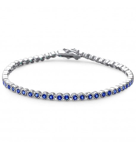 Solitaire Bracelet Simulated Blue Sapphire